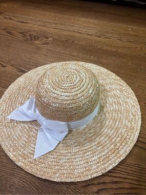 Janie and Jack Natural Straw Sun Hat with White Bow